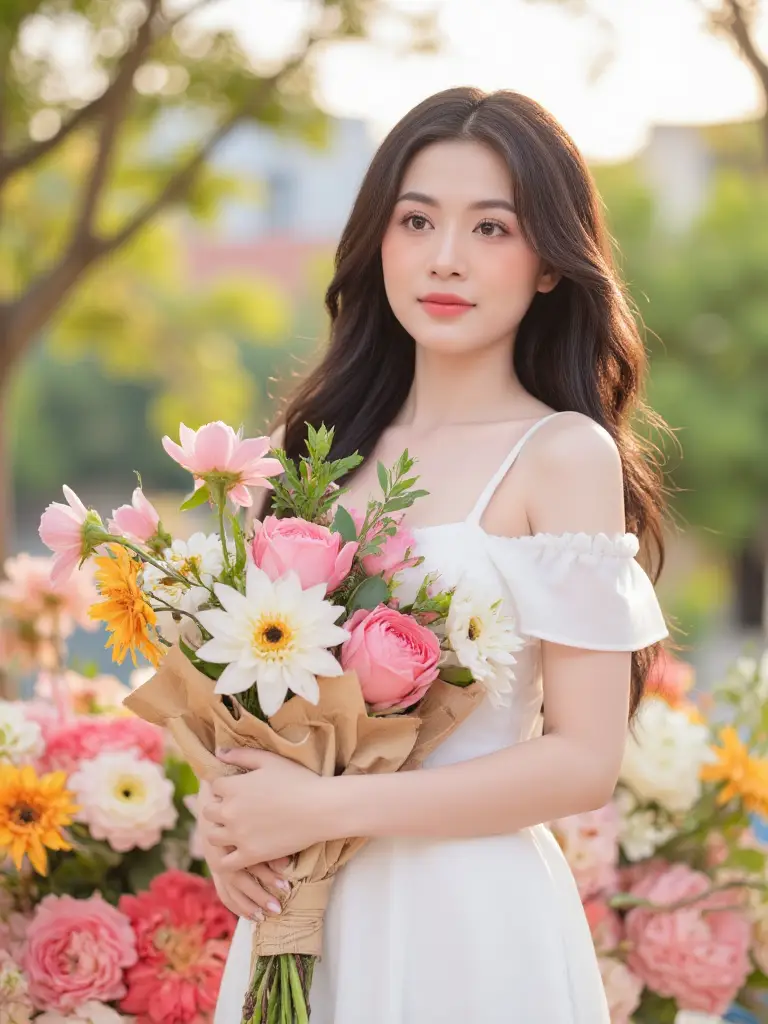 8+ Cách Tạo Dáng Chụp Ảnh Với Bó Hoa Cơ Bản Nhưng Đẹp