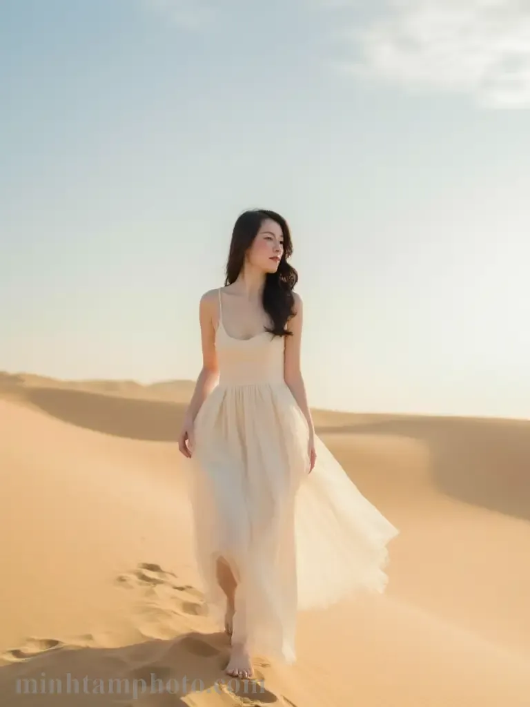 7 Gợi Ý Tạo Dáng Chụp Ảnh Trên Đồi Cát Cực Cháy Cho Nàng